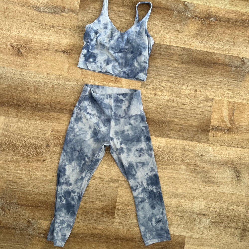 Lululemon Align Capri Pant & Align Tank Set Size 6 in Blue Tie Dye